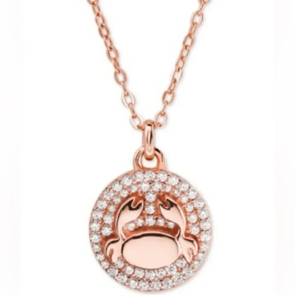 MichaelKors 14K Rose Gold-Plated Sterling Silver Pavé Cancer Zodiac Neckace NWT - Picture 1 of 6